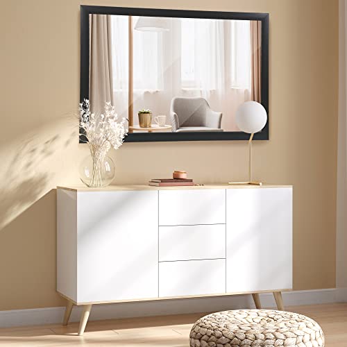 Oteymart Rectangular Wall Mirror 24\" x 36\" Modern Decorative Bathroom Mirror for Bedroom, Entryway, Living Room, Vanity, Black - Thumbnail 3