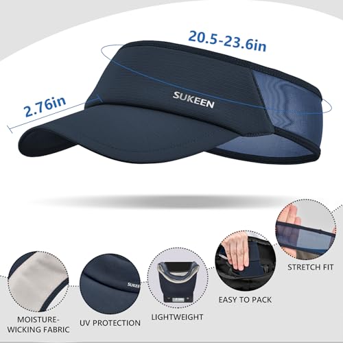 Image of Sukeen Sports Sun Visor Men Women Lightweight Portable Cooling Stretchy Visor Hat for Running, Golf, Daily Wear