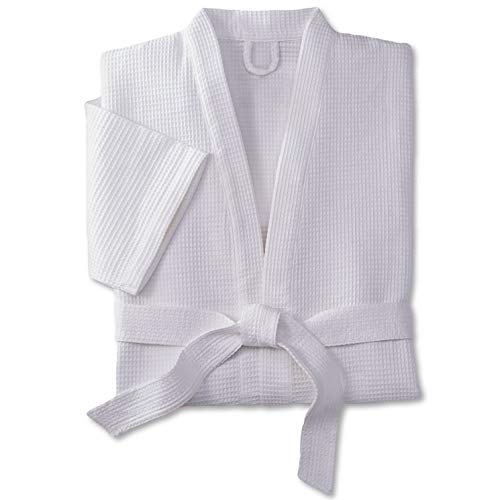 Marriott Waffle Kimono Robe - Exclusive Hotels Waffle Bath Robe - Luxury Cotton Blend - One Size Fits Most - White