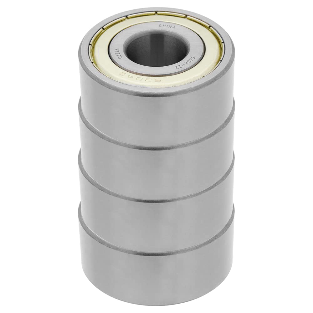 [4-Pack] 5304-ZZ - Angular Contact Ball Bearing 0.787 in x 2.047 in x 0.874 in (ID x OD x W) | 20 mm x 52 mm x 22.2 mm (ID x OD x W) with Double Metal Shield