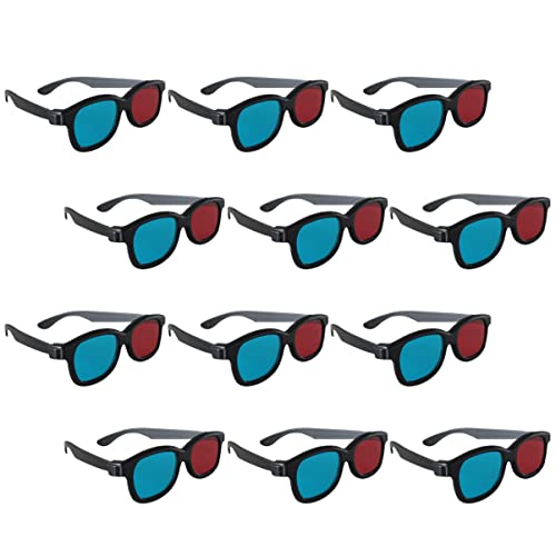 Angoily 20pcs Portable Glasses Red Lenses for Movies Lightweight Black Frame for Family and Friends Viewing