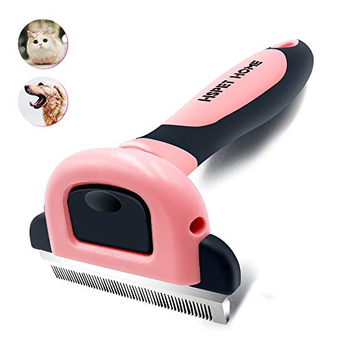 HSpet-HOME Pet Hair Shedding Tool for Dogs and Cats Dog Grooming Tool Effectively Reduces Shedding by UP to 95% Professional Deshedding Brush (Middle, Pink)