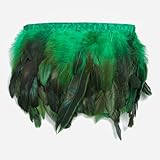 Shekyeon 2yards Rooster Feather Fringe Trim for Costume decoration (Green)