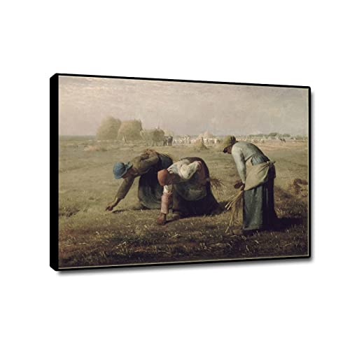 GEILEX Black Framed. Gleaners by Jean-Francois Millet Famous Oil Paintings Reproduction. Realism Canvas Prints Artwork. Canvas Wall Art for Home Decor Pictures 80x112cm(31.5x44.0in) blackframe