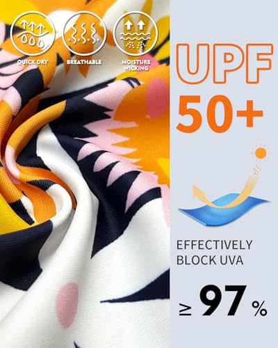 Soneven Women Long Sleeve Rash Guard Sets Two Piece Swimsuit with Shorts UPF 50+ Bathing Suit Full Zip Swim Shirt3