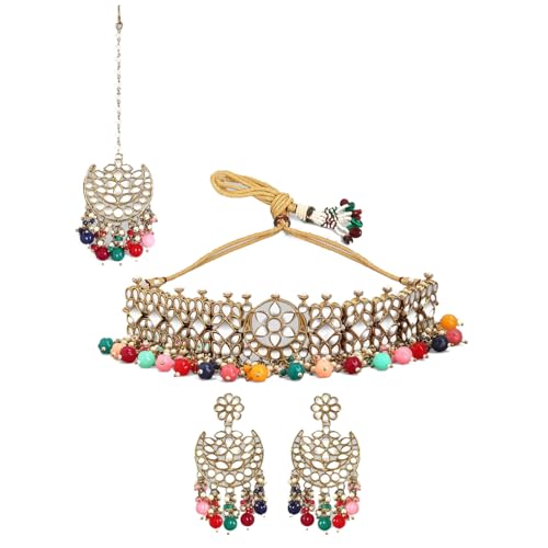 Image of Rubans Beads Necklace Set Gold Plated Traditional Jewellery Gift for Women & Girls