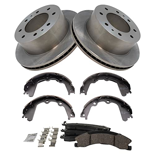 Image of TRQ Rear Brake Pad & Rotor Kit Ceramic Compatible with 2016-2019 Chevrolet Suburban 3500 HD