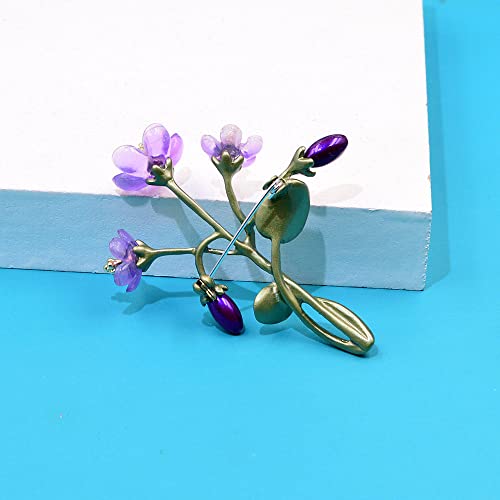Fdcsyp Brooch Pins For Women - Green Leaf Purple Flower Brooches Metal Pearl Violet Girls Party Jewelry Gifts,Purplepearl Shell 2-Color Enamel Office Brooc, Green,Violet,Purple #TOP4
