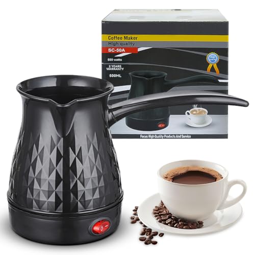 LOMUG Caffettiera Elettrica Turca, 500ml Caffettiera Elettrica a Induzione, Caffè Espresso a Induzione con Maniglia, Macchina per Espresso, Bollitore per Caffè Turco per Mocca, Viaggio, Ufficio, Casa