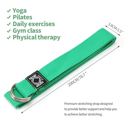 KK D-Ring Buckle Yoga Strap – 2M Long Yoga Belt - Adjustable, Non-Slip, Sweat-Wicking Exercise Straps For Maintaining Poses - Durable & Comfortable Helps In Improving Flexibility & Physical Therapy - Image 6