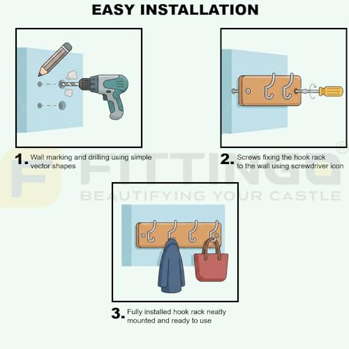 Image of Stainless Steel 3 Hook Cloth Hanger for Door /Dress Hanger Wall Mount /Bathroom Hooks for Hanging Clothes (Antique) Pack of 1-| 3 Years Warranty |