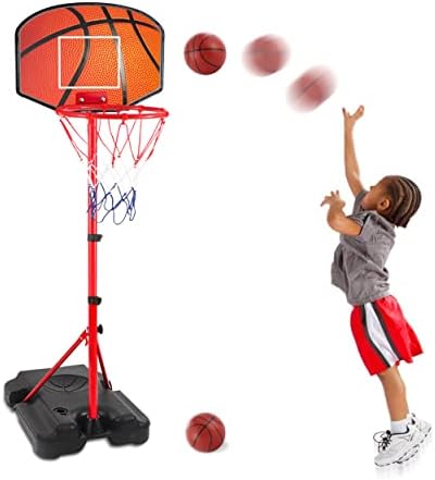 Kids Basketball Hoop for 1 2 3 4 5 6 Year Old Stand Adjustable Height 3.5ft-5.5ft Toddler Boy Basketball Hoop Indoor Mini Basketball Hoops Goal Ball Games Toys for Girl Boy Age 1-3 2-4 3-5