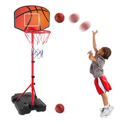 Kids Basketball Hoop for 1 2 3 4 5 6 Year Old Stand Adjustable Height 3.5ft-5.5ft Toddler Indoor Mini Basketball Hoops Goal Ball Games Toys for Girl Boy Age 1-3 2-4 3-5 Cover