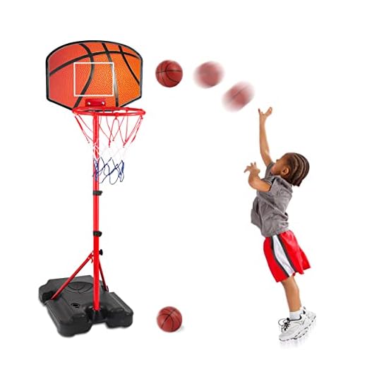Kids Basketball Hoop for 1 2 3 4 5 6 Year Old Stand Adjustable Height 3.5ft-5.3ft Toddler Boy Basketball Hoop Indoor Mini Basketball Hoops Goal Ball Games Toys for Girl Boy Age 1-3 2-4 3-5