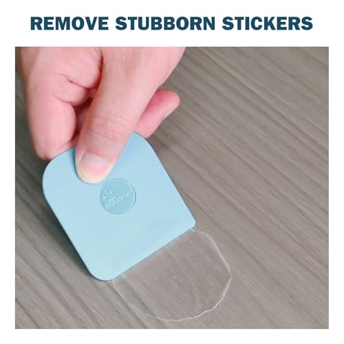 Image of Pan Scraper, 5 Pcs Pot Scraper Plastic, Pot Scraper Non Scratch for Cast Iron, Pot and Pan Cleaning, Sturdy Scraper Kitchen Tool-Aqua