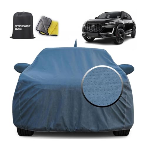 Image of for Nissan Magnite 100% Waterproof Car Cover for All Weather Protection with Mirror Pockets, Soft Cotton Lining, Triple Stitched with Adjustable Belt Bottom Elastic to Secure Fit