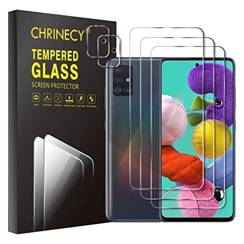 CHRINECY [3+2] 3 Pack Screen Protector for Samsung Galaxy A51 4G / 5G with 2 Pack Camera Lens Protector, 9H Hardness Tempered Glass,Anti-Scratch,Case Friendly,Premium HD Clarity Cover