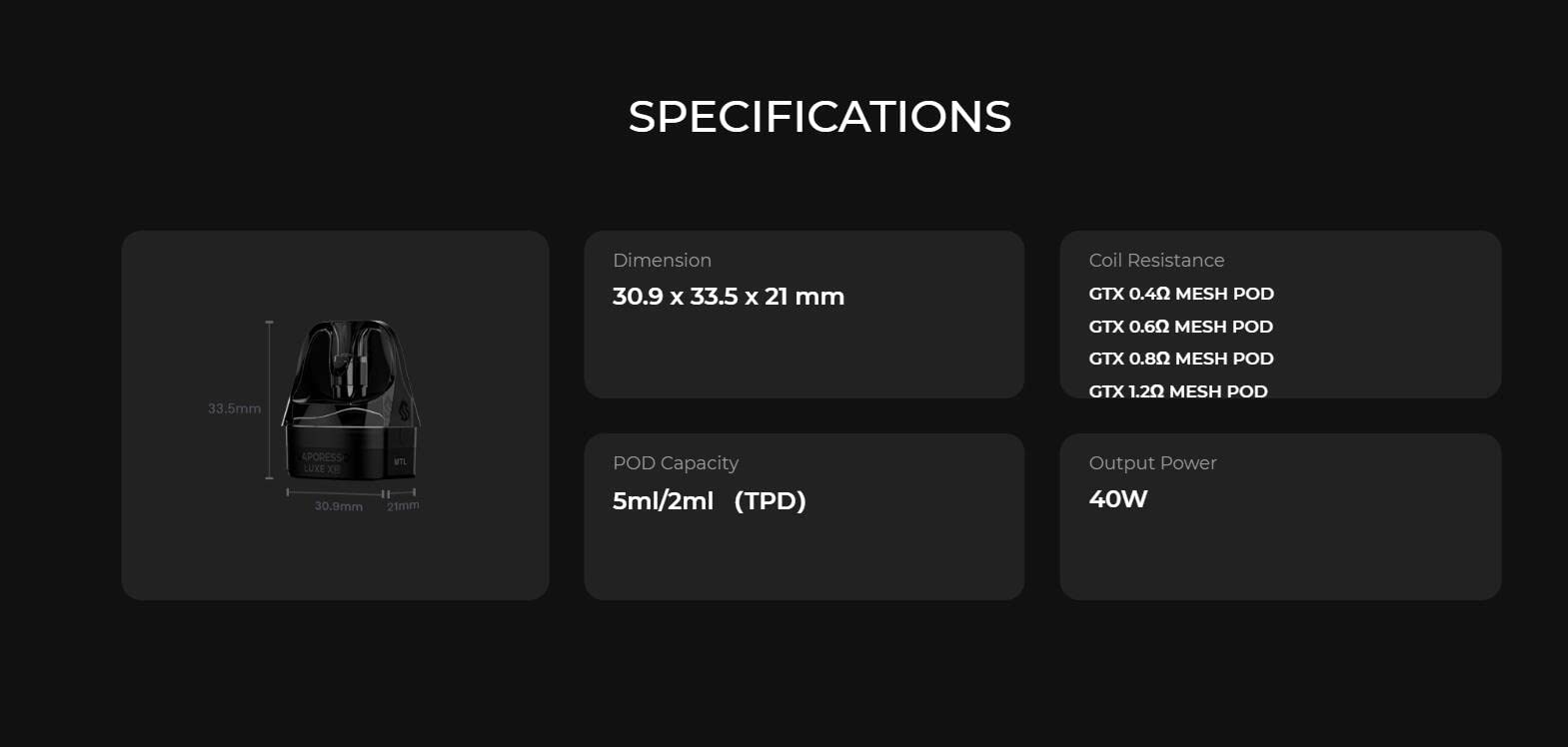 Original Vaporesso Luxe XR Pod RDL MTL Pod Atomizer Fit for Electronic  Cigarette Luxe XR Kit/Luxe X kit No Nicotine : Amazon.it: Elettronica