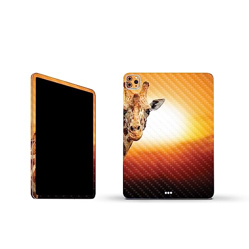 Image of MightySkins Carbon Fiber Skin Compatible with Apple iPad Pro 11 inch M2 4th Gen (2022) Full Wrap Kit - Sunset Giraffe | Protective Durable Textured Carbon Fiber Finish | Easy to Apply | Made in The USA