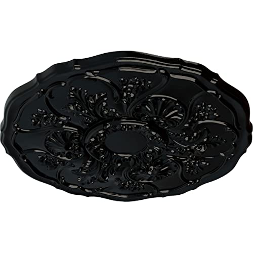 Image of Ekena Millwork CM22CNBPS 22 OD x 1 1 /2 P Cornelia Ceiling Medallion fits Canopies up to 4 inch, Black Pearl