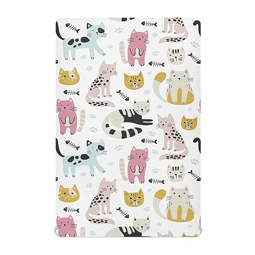 Image of TOUTU Cat Fitted Crib Sheets for Boys Girls, Soft Breathable Stretchy Mattress Cover for Standard Crib & Toddler Bed Mattress for Home,Nursery 28 X 52 in
