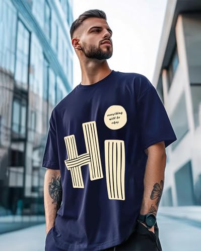 Image of AUSK Oversized T-Shirts || Printed Loose Fit Half Sleeve Tshirt for Mens