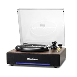 Hi-Fi Record Player with Speakers | Premium Vinyl Turntable with Bluetooth Capability | Built-in 4-Speaker Stereo System for Music Fans, Walnut Veneer + Gold Trim - Les Beatles, Paul McCartney, John Lennon, RIngo Starr, George Harrison