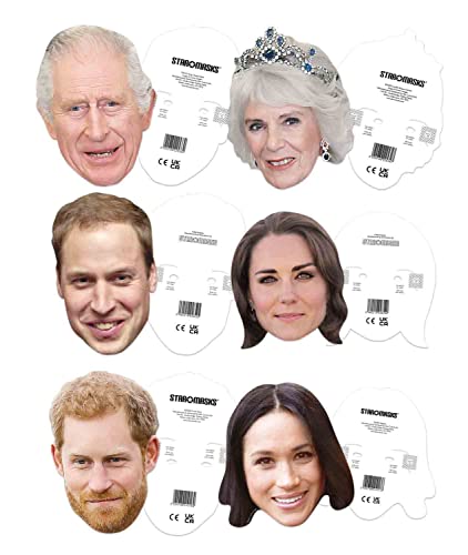 Star Cutouts SMP452 Royal Connections Six Pack Masks British Royal Family Amazing Talking Point, Lifesize - Image 2
