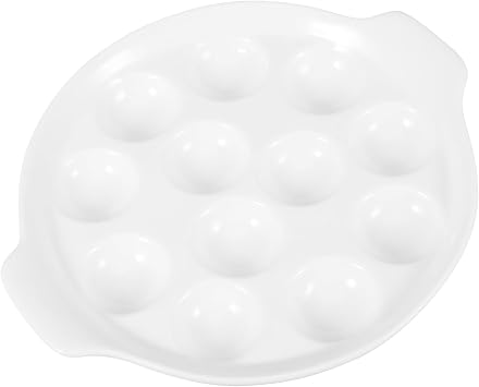 White Ceramic Snail Baking Dish with Handles, Perforated Plate