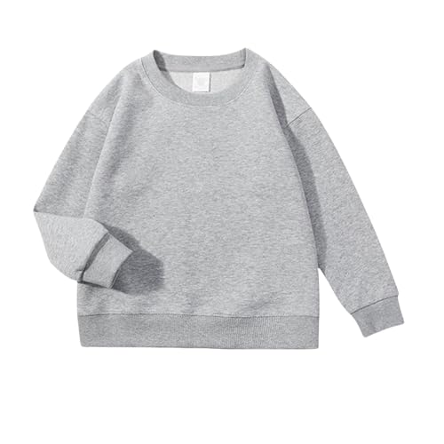 Kids Unisex Pullover Sweatshirt Boys Girls Solid Soft Cotton Crewneck Tops Loose Comfortable Long Sleeve Basic Shirt