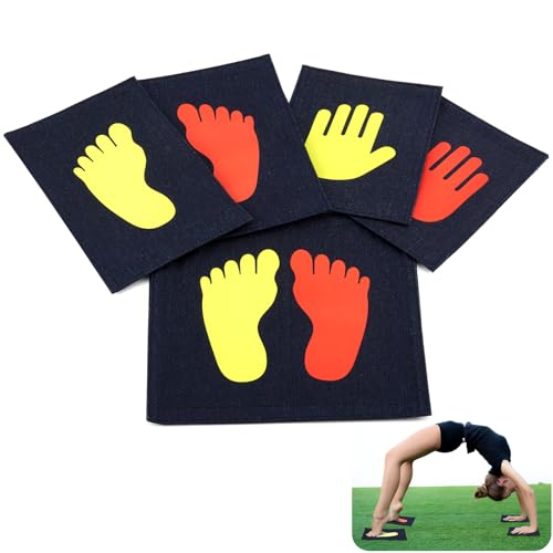 Nuanchu 5 Pcs Hand and Foot Placement Gymnastics Feet Hand Twister Game Stepping Denim Placement Carpet Flat Markers Stones Non Slip Cartwheel Mats for Adults Classroom Gymnastics Training Equipment