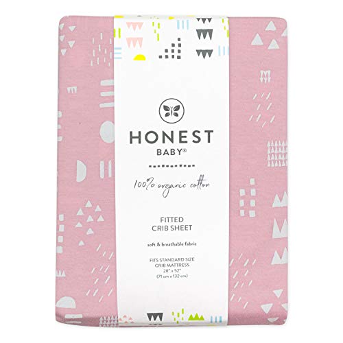 Image of HonestBaby Unisex-Baby Classics Fitted Crib Sheets Set Standard Mattress, 100% Organic Cotton Baby Boys, Girls, Neutral, 1 Pack - Multi-Colored Giraffes, One Size