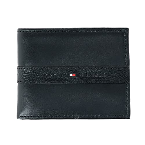 Tommy Hilfiger Men s Leather RFID Wallet – Slim Bifold, Black, One Size