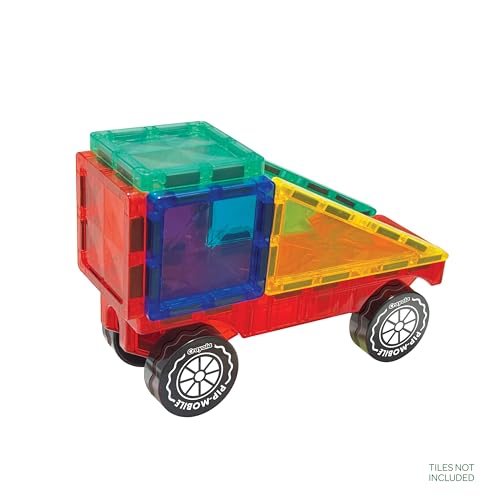 Image of Crayola PIP-Mobiles Rolling Chassis Accessory for Magnetic Building Tiles - Add Wheels to Crayola PIP-Tile Sets - STEM Learning Toy for Kids Ages 3+ - Creative Educational Travel Toy - 2-Pack (Bold)