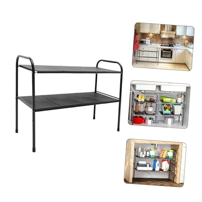 1Set Telescopic Kitchen Countertop Organizer Double Layer Spice Holder for Under Sink Storage for Kitchen Pantry