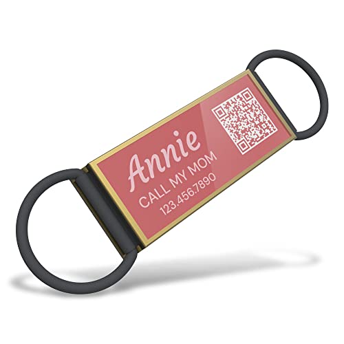 DISONTAG QR Code Dog Tag, Silent Slide On Name Tags Jingle-Free Silencer ID for Pets Custom Personalized noiseless Horse Cat Tag - Pet Online Profile Display