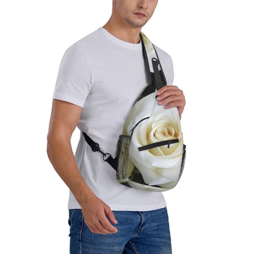 Mochila tipo sling negra con diseño floral y cierre de cremallera miniatura 7
