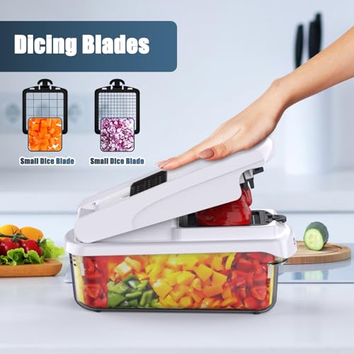 Vegetable Chopper - Mandoline Slicer, Onion Veggie Food Chopper with Container, Cucumber Potato Slicer, Salad Chopper Tool, 15 in 1 Kitchen Gadgets, Perfect for Cooking House Warming Gifts - Image 4