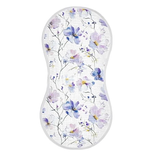 Impressionist Flowers Purple Cotton Muslin Burp Cloths Large Easy Care Baby Rags for Babies Girls and Boys Set of 2, 22x11in2