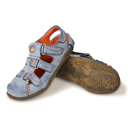 TMA EYES Women's Leather Outdoor Hiking Sandals - Waterproof Athletic Sports Shoes With Closed Toe4