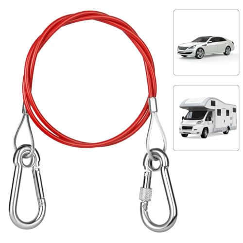 URAQT KFZ Abreisseil für Anhänger und Wohnwagen, 1 Meter Brems und Abreisseil mit Haken Abreißseil Karabiner Abzugskraft 400 kg für Anhänger und Wohnwagen (Karabiner)