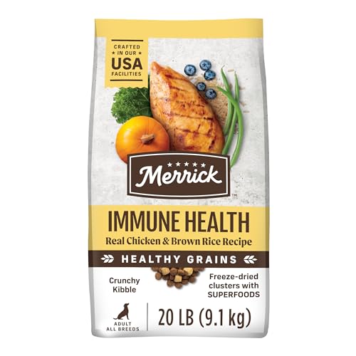 Merrick Immune Well being Recipe, Wholesome Grains Rooster Dry Canine Meals with Freeze-Dried Clusters with Superfoods – 20 lb. Bag Merrick Immune Well being Recipe, Wholesome Grains Rooster Dry Canine Meals with Freeze-Dried Clusters with Superfoods – 20 lb. Bag