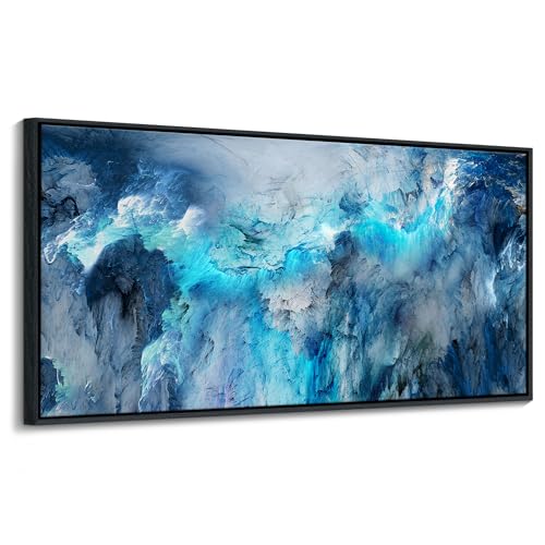 Image of Mofutinpo Framed Abstract Canvas Wall Art | Modern Blue Contemporary Painting for Living Room, Bedroom, and Office | Large Abstract Artwork 58x29 Inches | artwork for walls