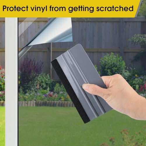 Image of HIDBEA Window Felt Squeegee Tool, Vinyl Scraper for Window Privacy Film, Wallpaper and Car Glass, Tint Squeegee Installation Tool Protection Scratches Film Soothing, 5.9 * 3.1 Inch, Grey