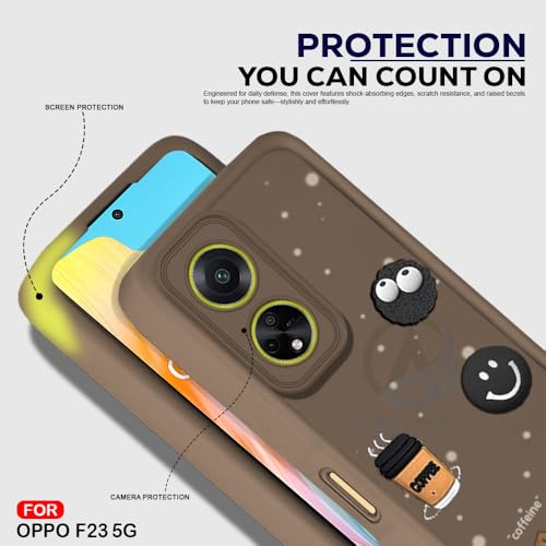 Image of AESTMO Back Case Cover for Oppo F23 5G Cover | Cute Fun Cartoon 3D Ball | Coffee Silicone Case | Full Body Protection | Camera Protection Back Cover for Oppo F23 5G (Brown)
