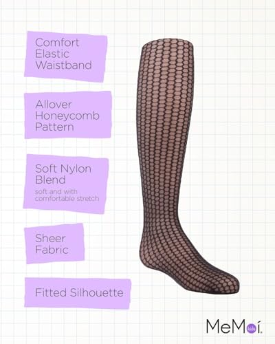 MeMoi Girls' Honeycomb Knit Sheer Nylon Tights3