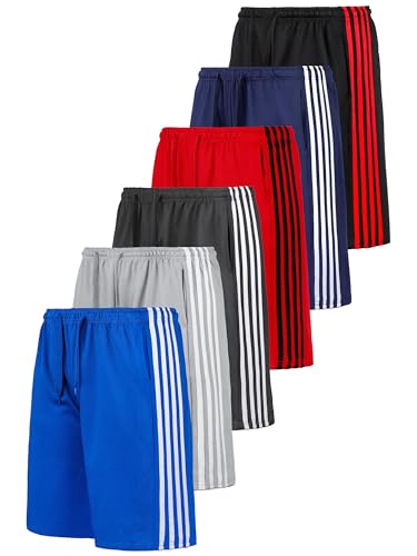 Resinta 6 Pack Youth Boys' Athletic Shorts Boys Basketball Shorts with Pockets Quick Dry Active Running Shorts1