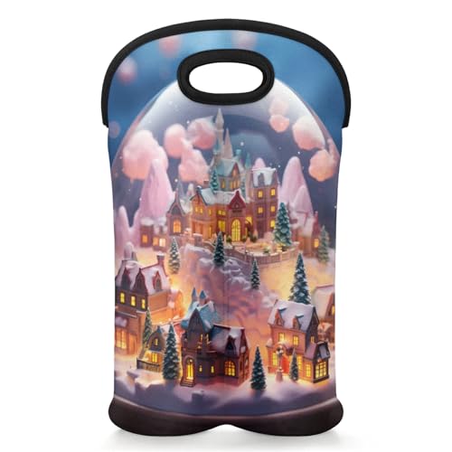 GzLeyigou 2 Bottles Crystal Ball Wine Bag Sleeve Totes Neoprene Protective Wine Carrier Bag for Wine,Water, Champagne, Beer, Baby Bottles,Gift 14.5 x 10 Inches