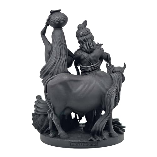 Image of MurtiHome Radha Krishna Murti, The Symbol of Divine Love Radhakrishna Idol | 10.16 cm Tall Small Black Color Figure Made From UV Resin, Crafted by 3D Printer for Car Dashboard, Home, Office, Gift