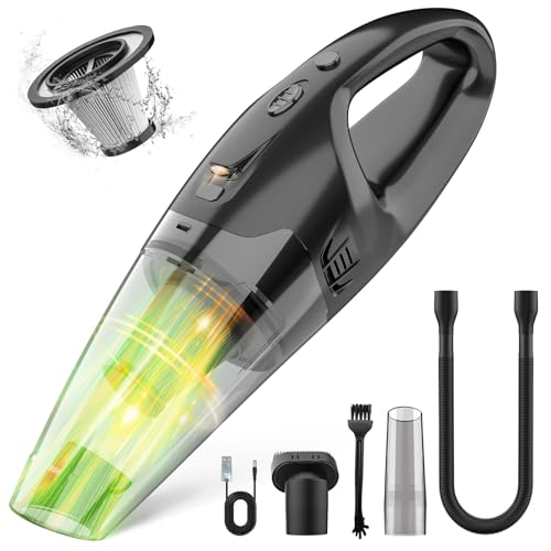 BSRCO Handheld Vacuum Cordless Rechargeable, Hand Held Vacuum Cordless with LED, USB Charge, 1.65LBs,Car Vacuum Cleaner for Car/Home/Pet